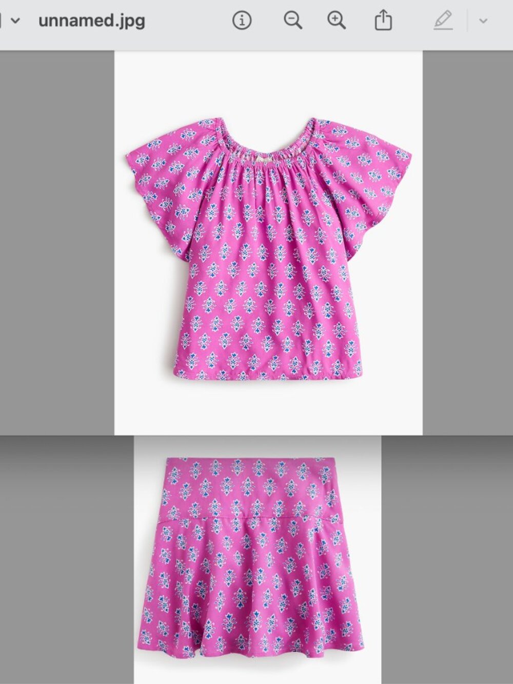 J. Crew Girls' block-print skort and flutter top festive pink grotto 4-5T Set